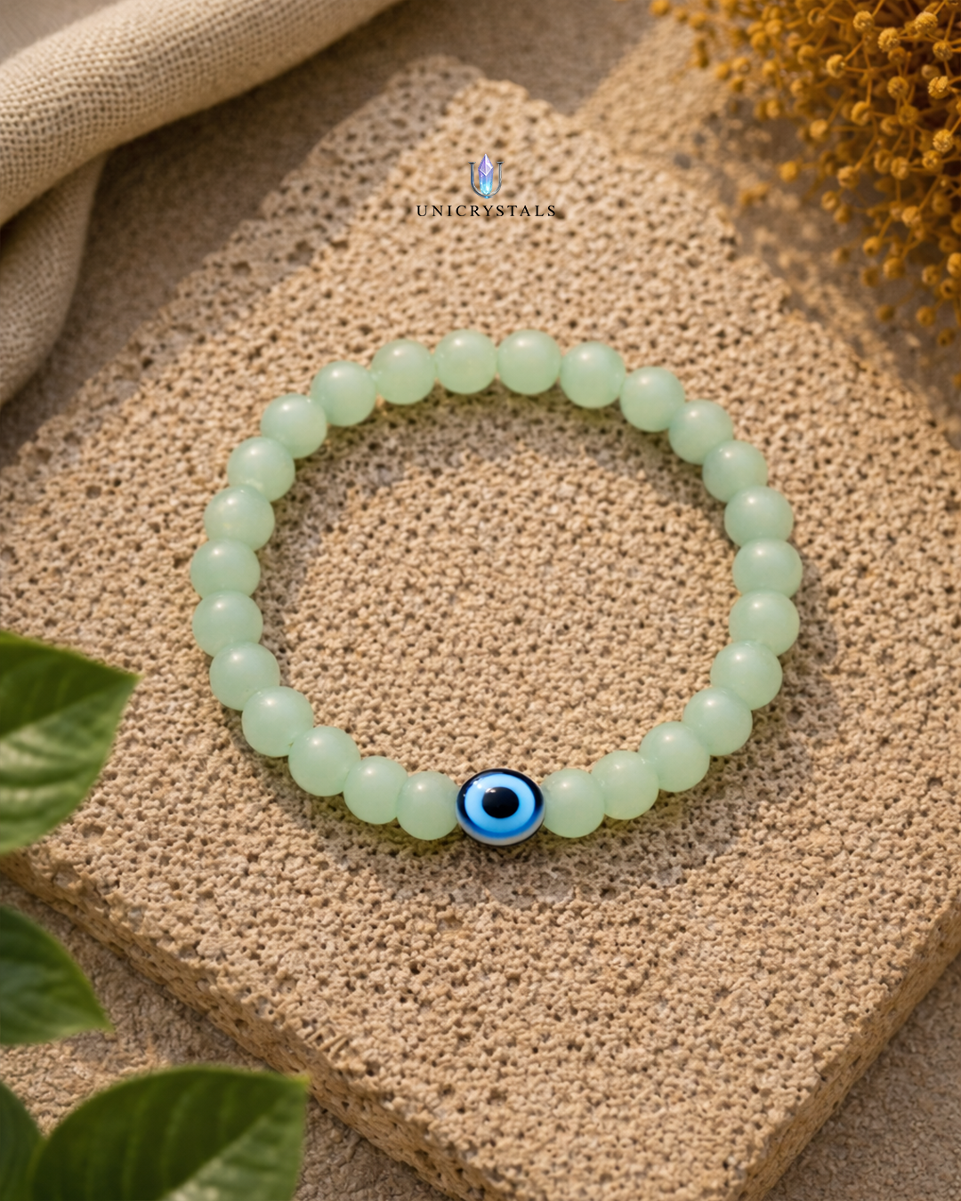 Green Aventurine Evil Eye Bracelet – Growth, Luck & Protection