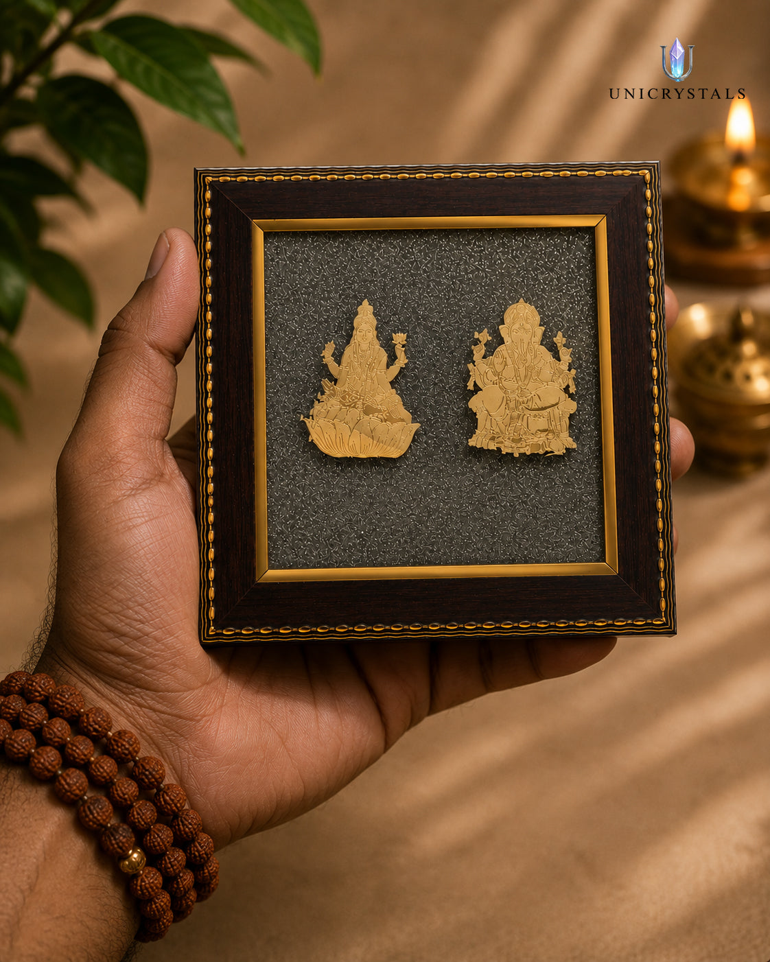 Laxmi Ganesh Pyrite Frame – Prosperity & Success
