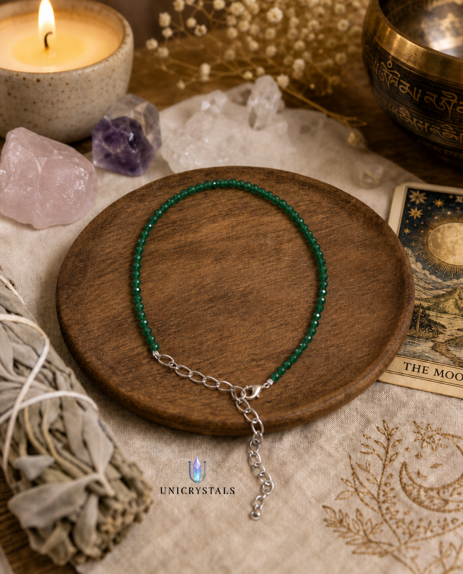 Green Aventurine Anklet – Luck, Growth & Positive Energy