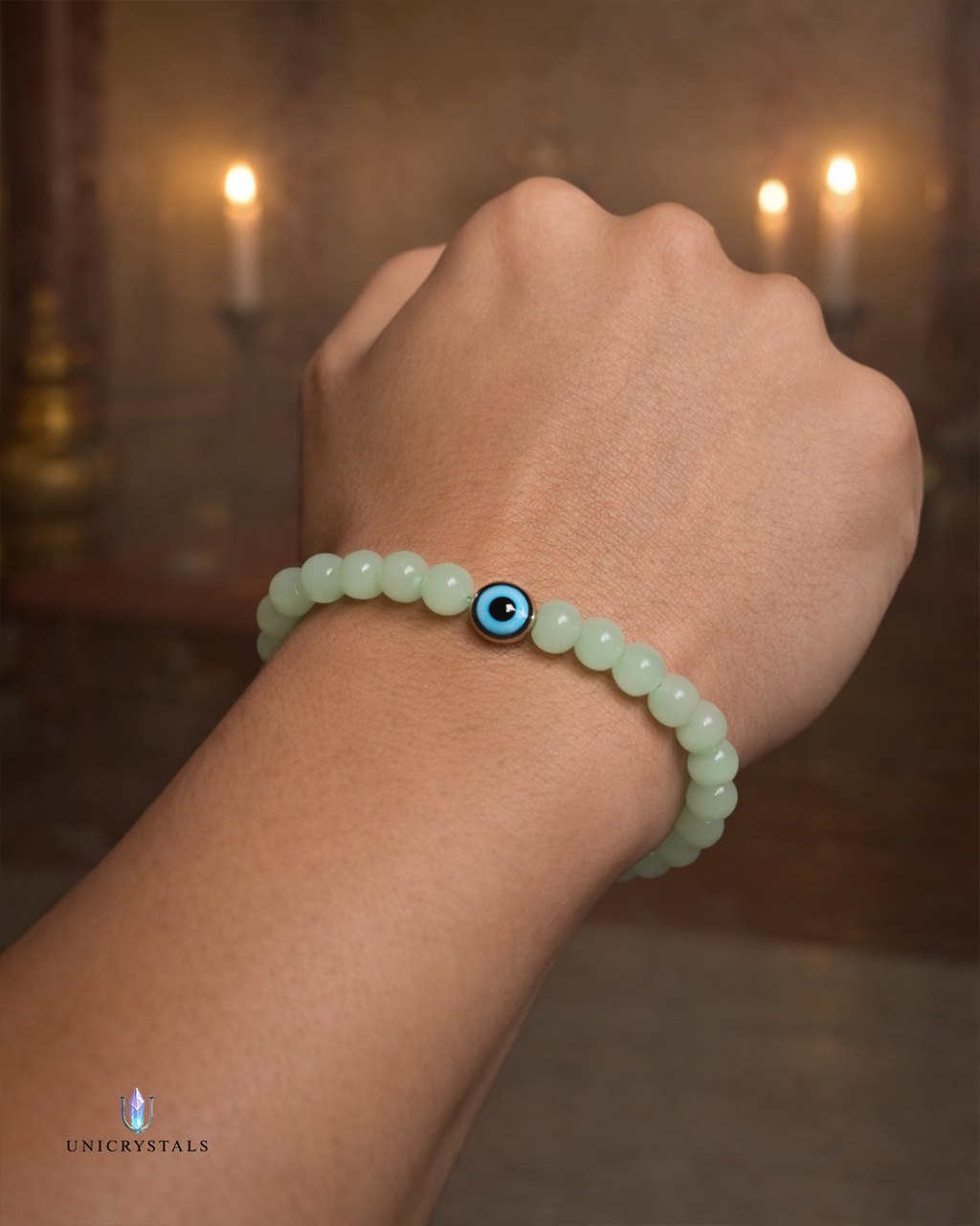 Green Aventurine Evil Eye Bracelet – Growth, Luck & Protection