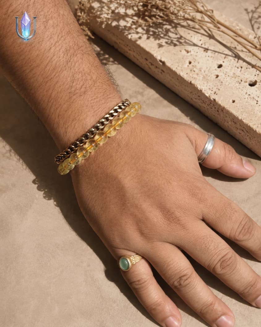 Natural Citrine Crystal Beaded Bracelet