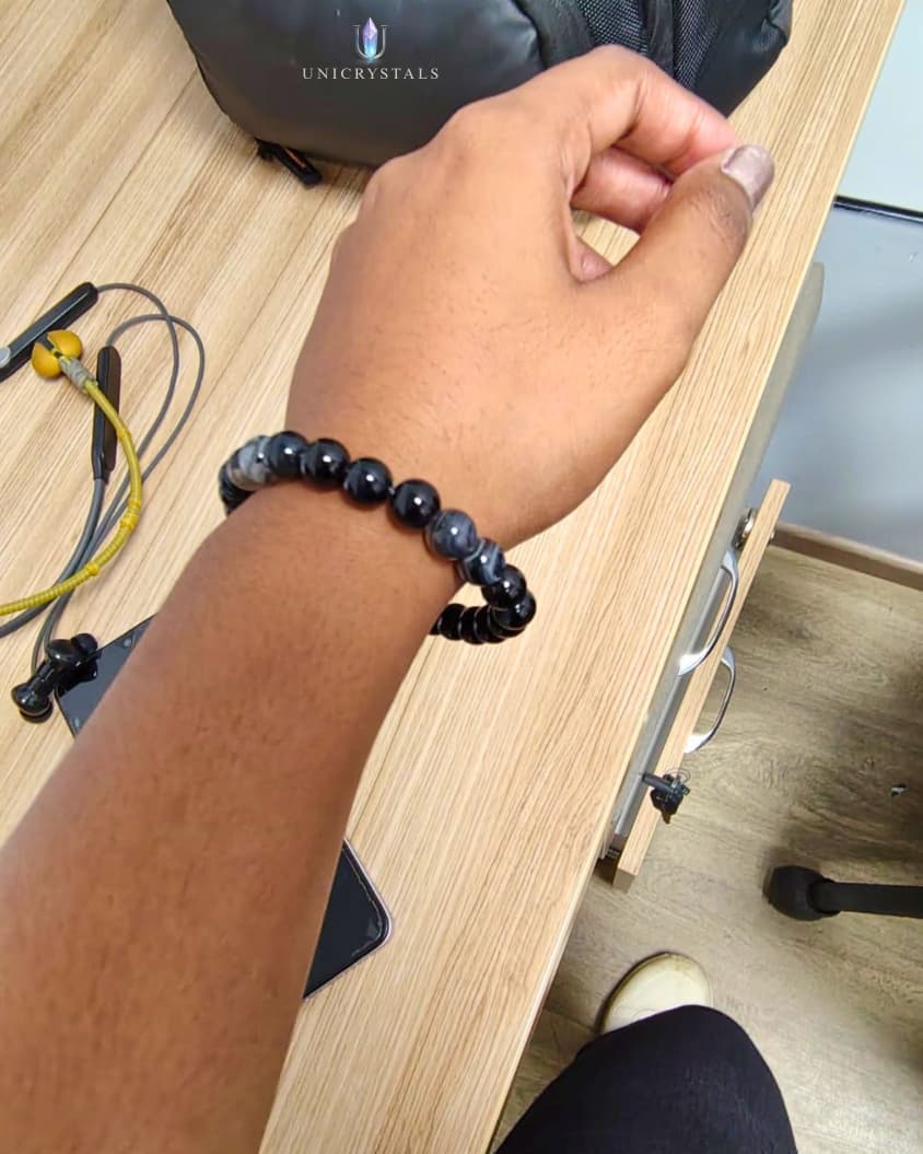 Black Banded Agate Onyx Bracelet