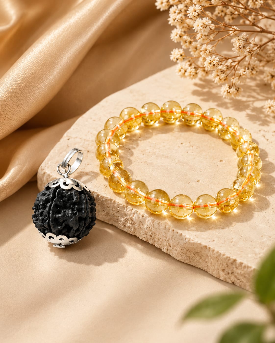 Citrine × Panchmukhi Rudraksha Combo
